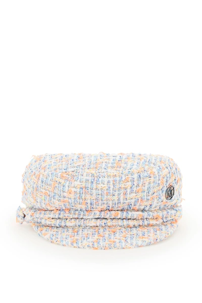 Shop Maison Michel New Abby Tweed Beret In Spring Tweed Multi