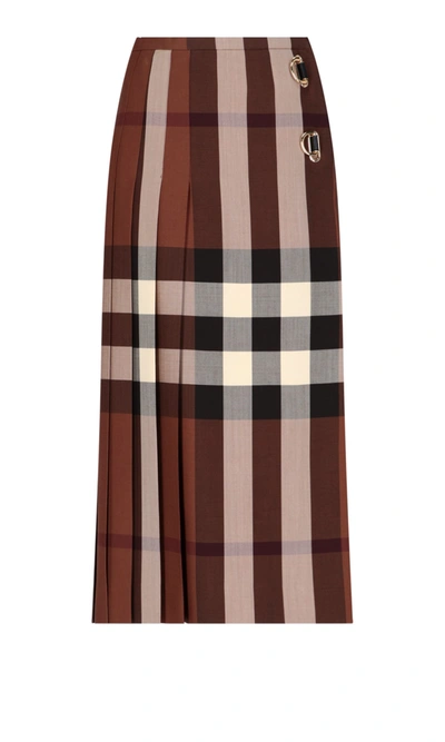 Shop Burberry Skirt In Brown