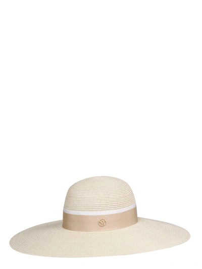 Shop Maison Michel Lanche Hat In Nude & Neutrals