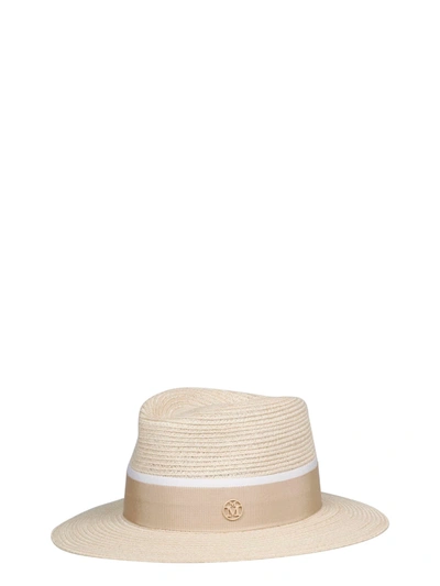 Shop Maison Michel Andre Straw Hat In Nude & Neutrals