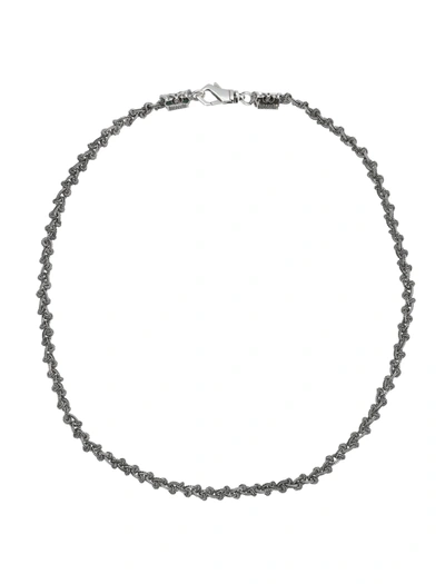 Shop Emanuele Bicocchi Braided Knot Thin Necklace In Silver