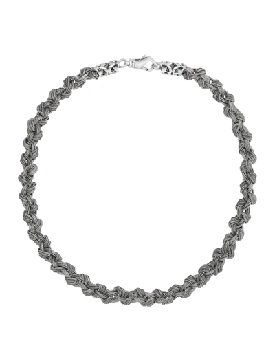 Shop Emanuele Bicocchi Braided Knot Necklace In Silver
