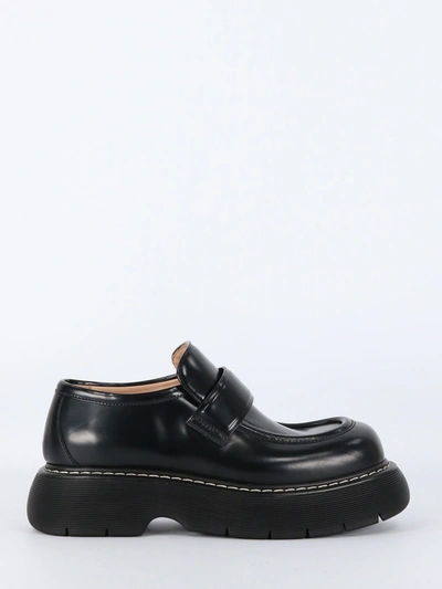 Shop Bottega Veneta Bounce Black Leather Loafers