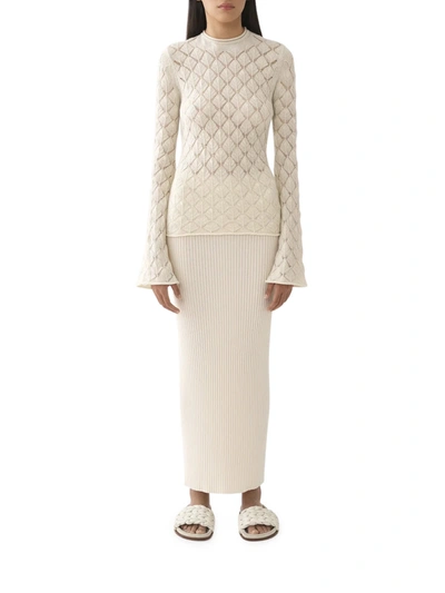 Shop Chloé Long Sleeves Sweater In White Powder