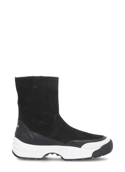 Shop Kenzo Grained Leather Boot In Black