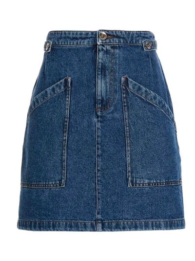 Shop Apc Denim Skirt In Azzurro