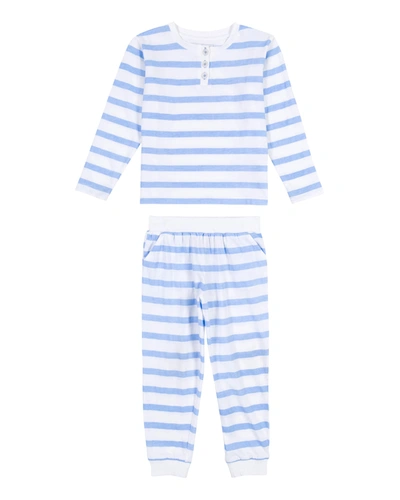 Shop Sant And Abel Boy's Striped 2-piece Shirt & Pants Set In Blue