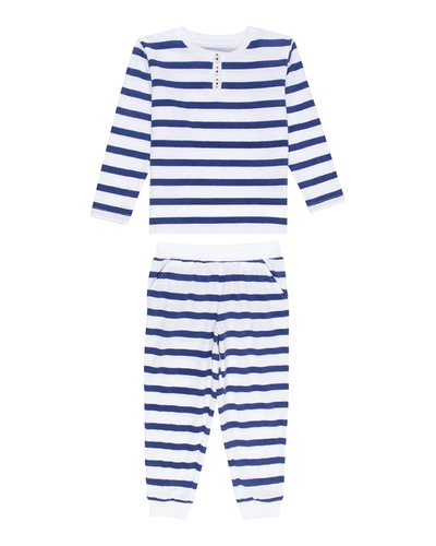 Shop Sant And Abel Boy's Marina 2-piece Striped Shirt & Pants Set In Navy