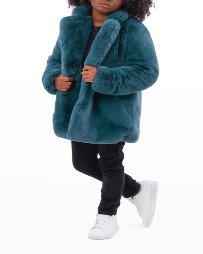 Shop Apparis Girl's Stella Faux-fur Coat In Stone Blue