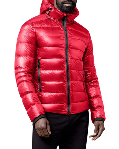 Shop Canada Goose Men's Crofton Quilted Hooded Jacket In Red