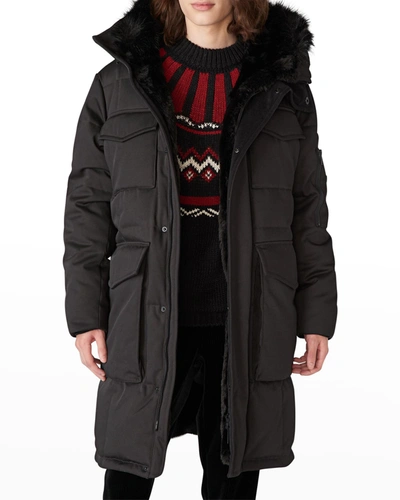 Shop Karl Lagerfeld Men's Down Parka W/ Faux-fur Lining In Black