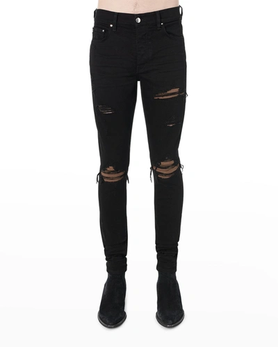 Shop Amiri Men's Mx1 Ultra Suede-patch Skinny Jeans In Black Od