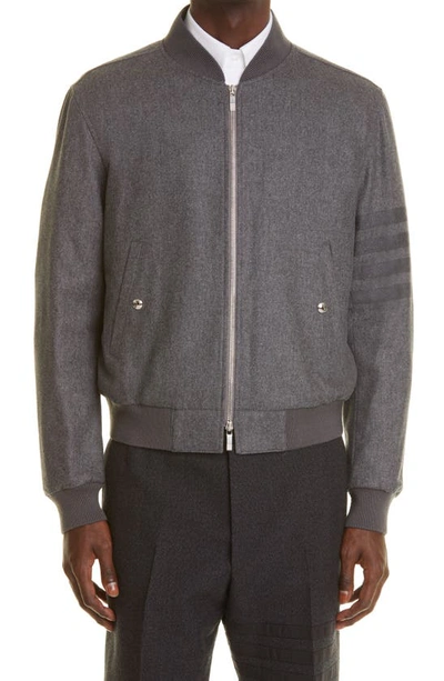 Shop Thom Browne 4-bar Wool & Cashmere Bomber Jacket In Medium Grey