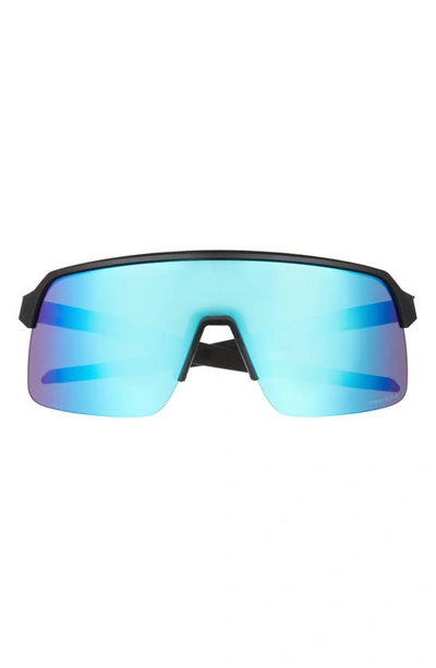 Shop Oakley Sutro Lite 139mm Prizm™ Wrap Shield Sunglasses In Matte Black/ Prizm Sapphire
