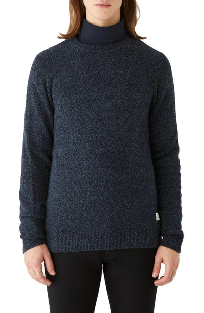 Shop Frank + Oak Bouclé Crewneck Sweater In Midnight Navy