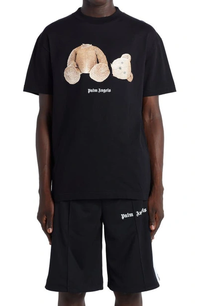 Shop Palm Angels Bear Cotton Graphic Tee In Black Brown