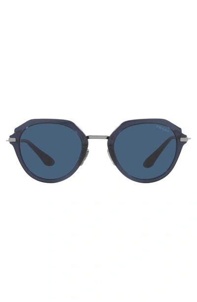 Shop Prada Phantos 50mm Sunglasses In Blue Crystal/ Dark Blue
