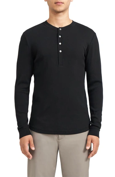 Shop Theory Miller Rib Cotton Henley In Black