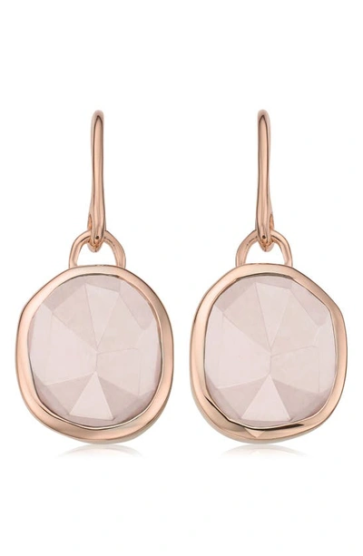 Shop Monica Vinader Siren Semiprecious Stone Drop Earrings In Rose Gold/ Rose Quartz