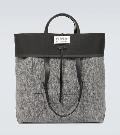 Shop Maison Margiela Fold-over Canvas Tote Bag In Black