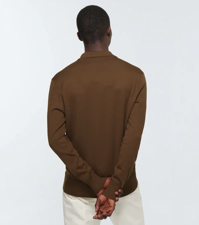 Shop Loro Piana Wool Long-sleeved Polo Shirt In Date Oil