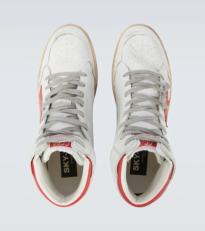 Shop Golden Goose Sky Star High-top Sneakers In White/red