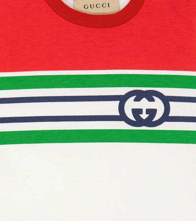 Shop Gucci Baby Interlocking G Jersey T-shirt In White/red/mc