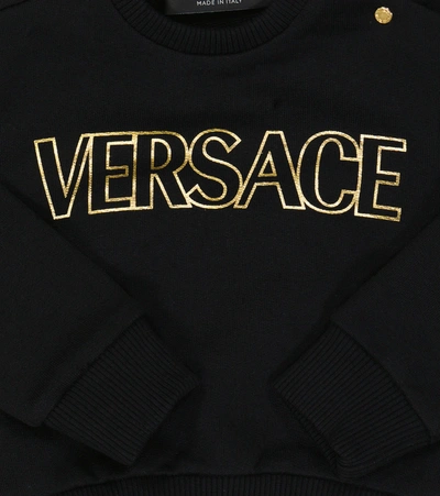 Shop Versace Baby Logo Cotton Sweatshirt In Nero+oro