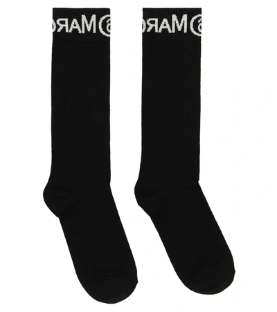 Mm6 Maison Margiela Logo Cotton-blend Socks In Black