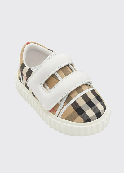 Shop Burberry Kid's Mark Vintage Check Canvas Sneakers, Baby In Archive Beige Ip