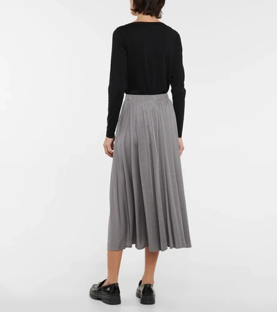 Shop Max Mara Barni Pleated Midi Skirt In Acciaio