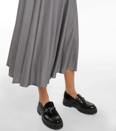 Shop Max Mara Barni Pleated Midi Skirt In Acciaio