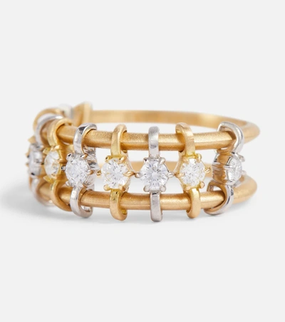 Shop Jade Trau Penelope 18kt Gold Ring With Platinum And Diamonds In Yellow Gold