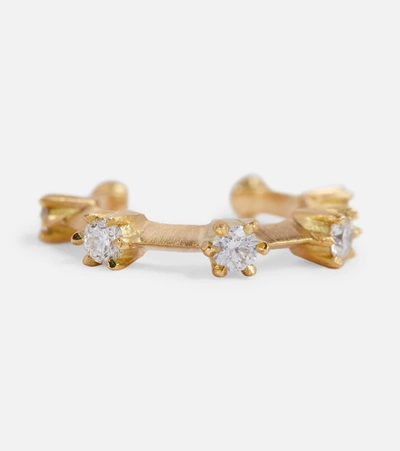 Shop Jade Trau Kismet 18kt Gold Single Ear Cuff With Diamonds In Yellow Gold