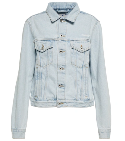 Shop Off-white Diag Cotton Denim Jacket In Blue