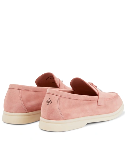 Shop Loro Piana Summer Charms Walk Suede Loafers In Pink Water