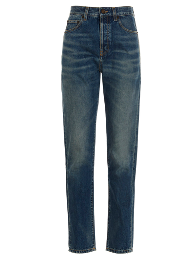 Shop Saint Laurent Washed-effect Jeans In Blue