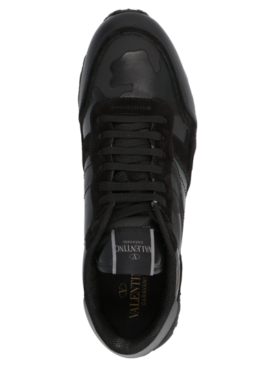 Shop Valentino 'rock Runner' Sneakers In Black