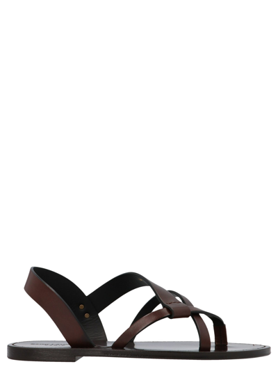 Shop Saint Laurent 'matt' Sandals In Brown