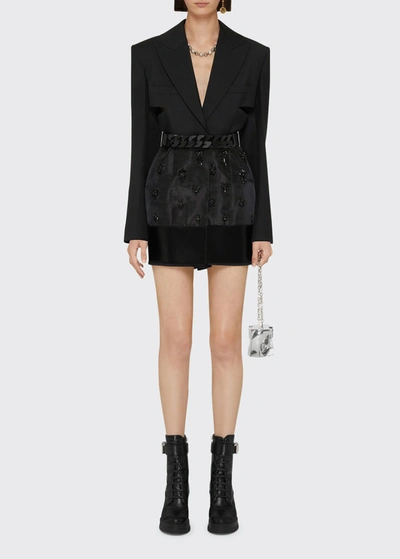 Shop Givenchy Gradient Embellished Mesh Insert Structured Jacket In Black