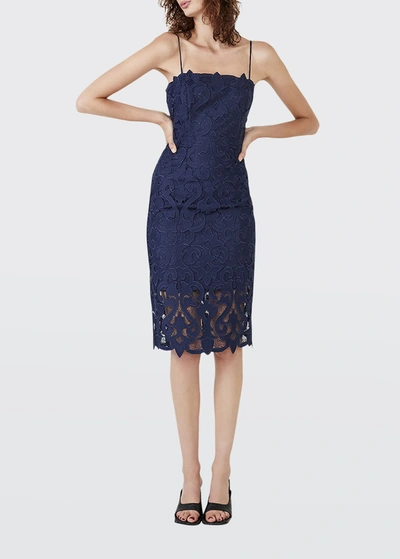 Shop Bardot Lina Knee-length Lace Dress In Navy