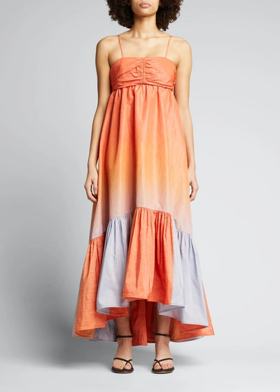 Shop Silvia Tcherassi Cerrano Strapless Taffeta Midi Dress In Lavender Orange G