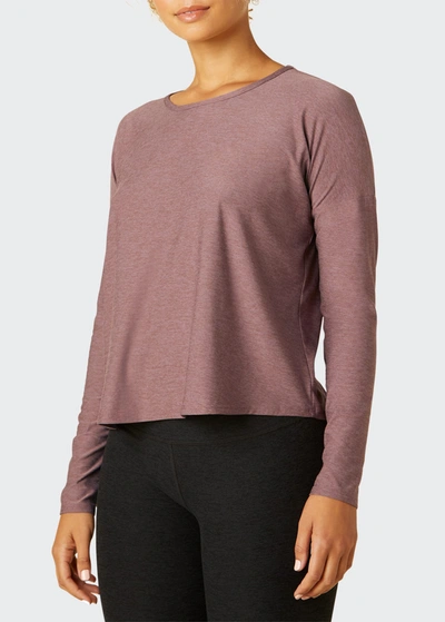 Shop Beyond Yoga Morning Light Cropped Pullover In Sienna Brown Heat