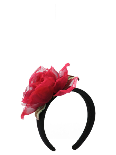 Shop Dolce & Gabbana Flower Appliqué Hair Band In Red