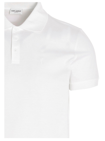Shop Saint Laurent Logo Polo Shirt In White