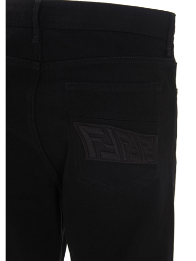 Shop Fendi Drawstring Jeans In Black