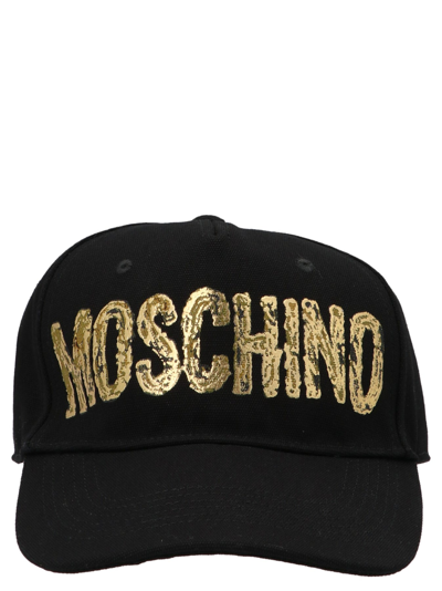 Shop Moschino Printed Logo Cap In Black