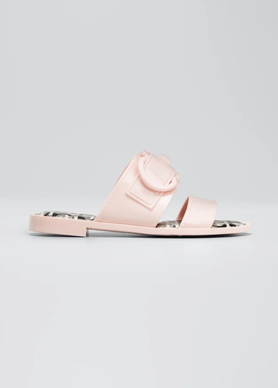 Shop Ferragamo Taryn Gancini Two-band Flat Sandals In Pink Lemon