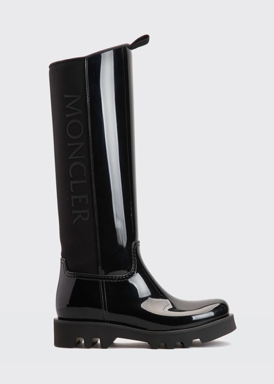 Shop Moncler Gilla Tall Rubber Rain Boots In Black