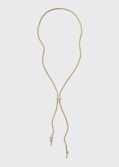 Shop Nak Armstrong Ruched Bolo Necklace With Tapered Baguette Diamonds